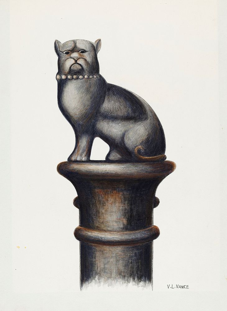 Cast Iron Hitching Post (c. 1941) by V.L. Vance. Original from The National Gallery of Art. Digitally enhanced by rawpixel.