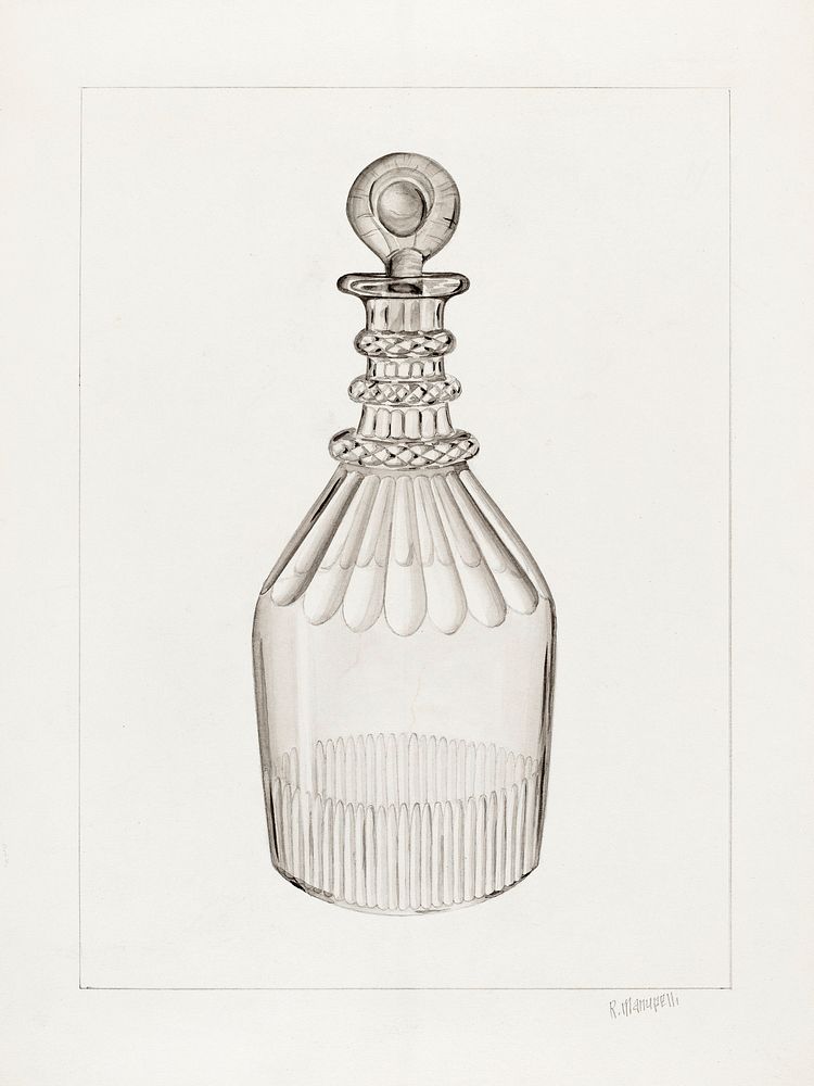 Clear Glass Decanter (ca. 1937) by Raymond Manupelli. Original from The National Gallery of Art. Digitally enhanced by…