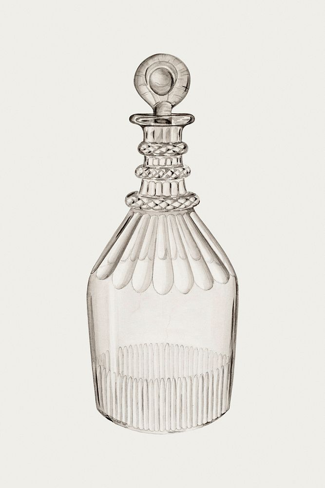 Vintage glass decanter psd illustration, remixed from the artwork by Raymond Manupelli