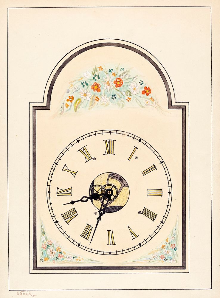 Clock (ca.1938) by Nicholas Gorid. Original from The National Gallery of Art. Digitally enhanced by rawpixel.