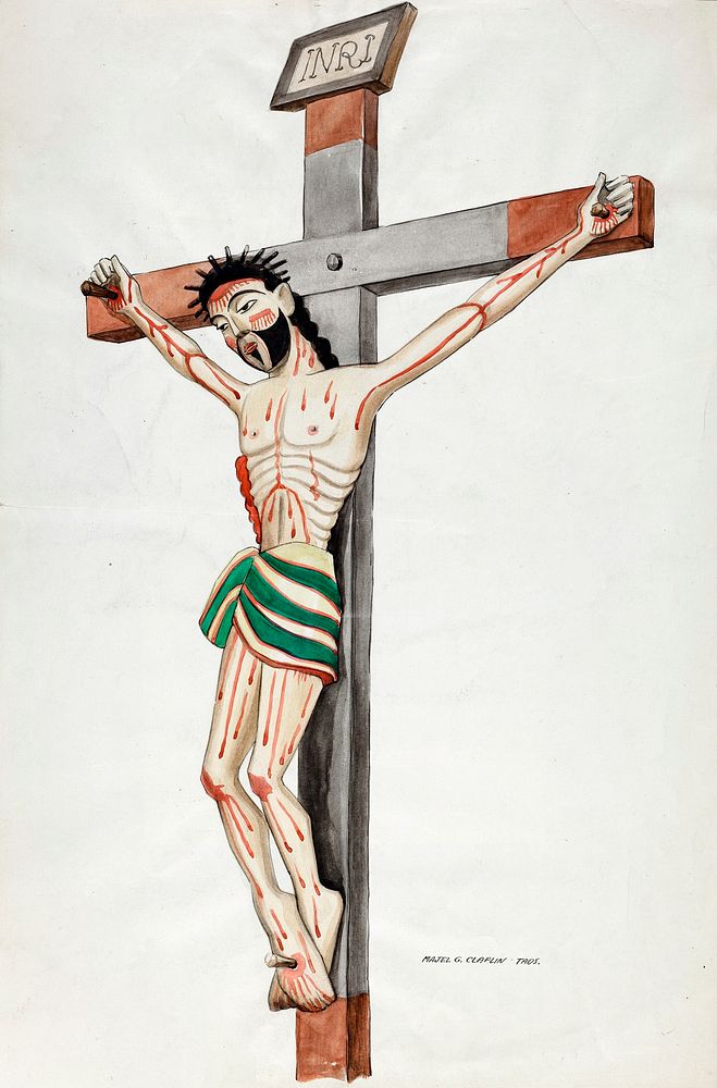 Cruciform - Bulto (1935–1942) by Majel G. Claflin. Original from The National Gallery of Art. Digitally enhanced by rawpixel.