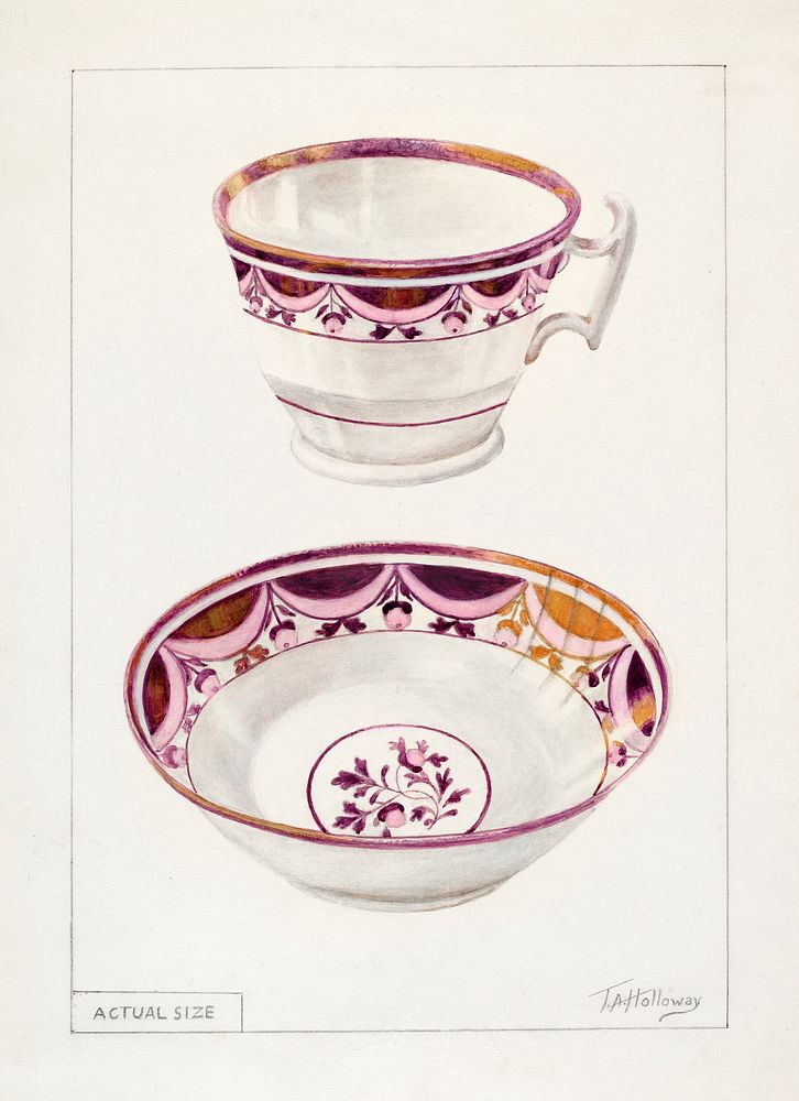 Cup and Saucer (ca. 1936) by Thomas Holloway. Original from The National Gallery of Art. Digitally enhanced by rawpixel.