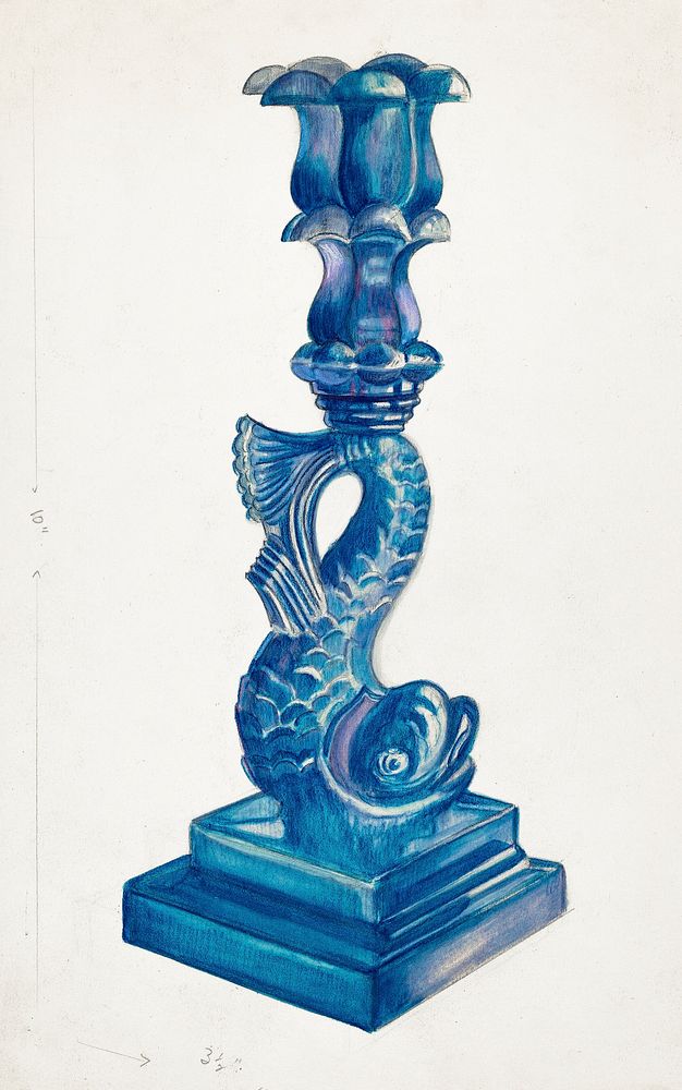 Dolphin Candlestick (ca.1936) by Ella Josephine Sterling. Original from The National Gallery of Art. Digitally enhanced by…