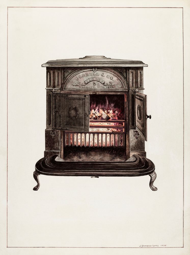 Franklin Stove (1938) by J. Howard Iams. Original from The National Gallery of Art. Digitally enhanced by rawpixel.