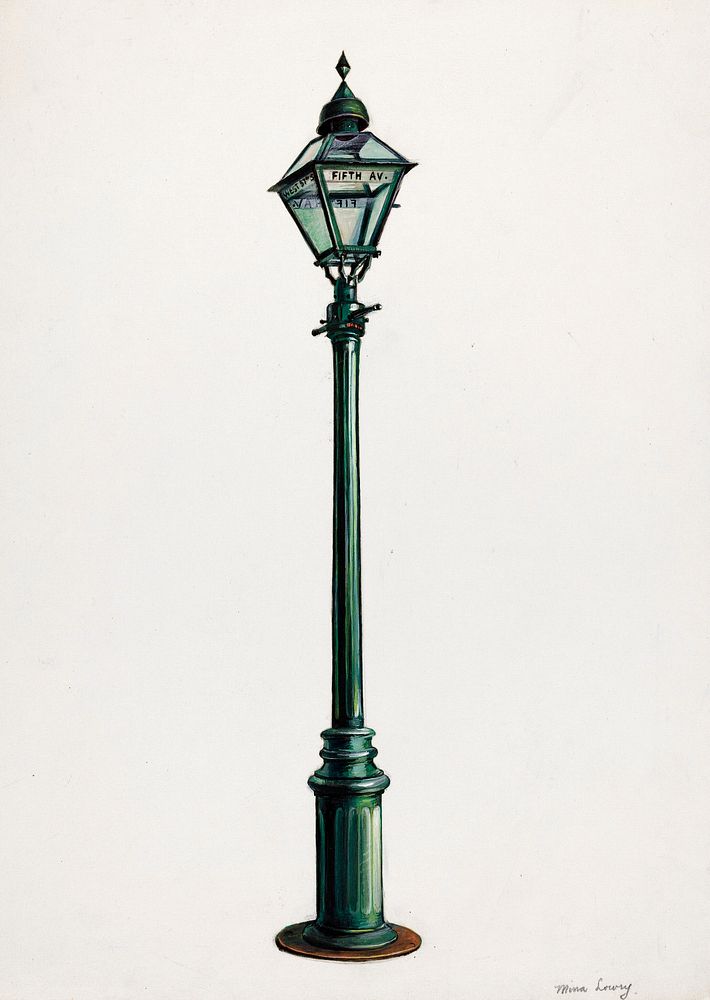 Gas Street Lamp (1936) by Mina Lowry. Original from The National Gallery of Art. Digitally enhanced by rawpixel.