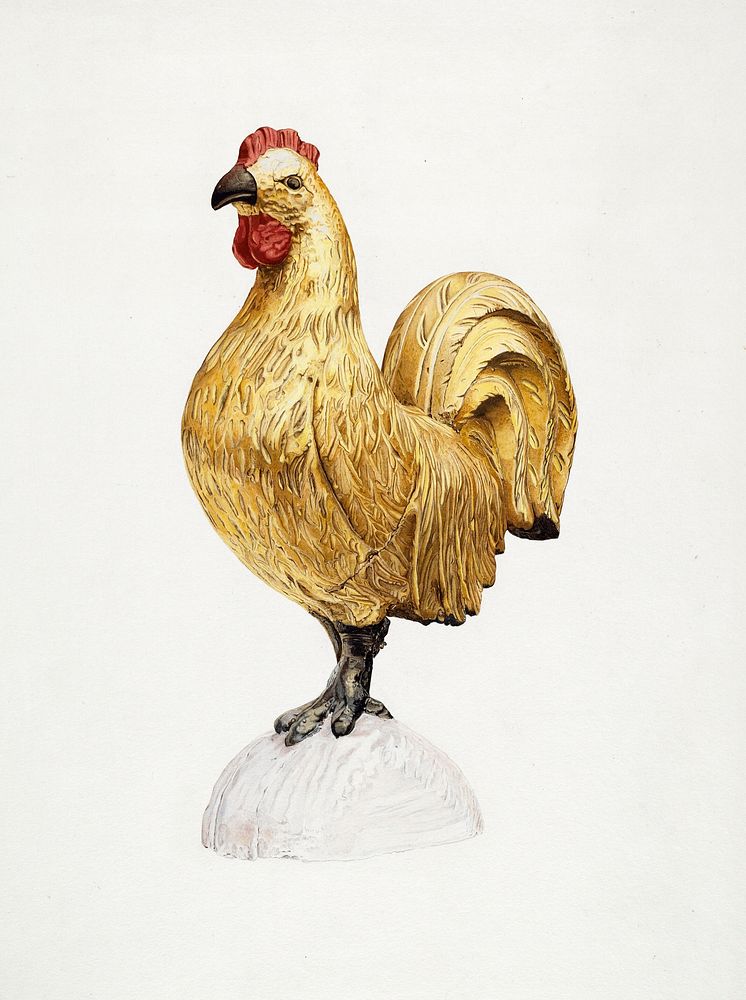 Gilded Wooden Rooster (1935&ndash;1942) by Karl J. Hentz. Original from The National Gallery of Art. Digitally enhanced by…