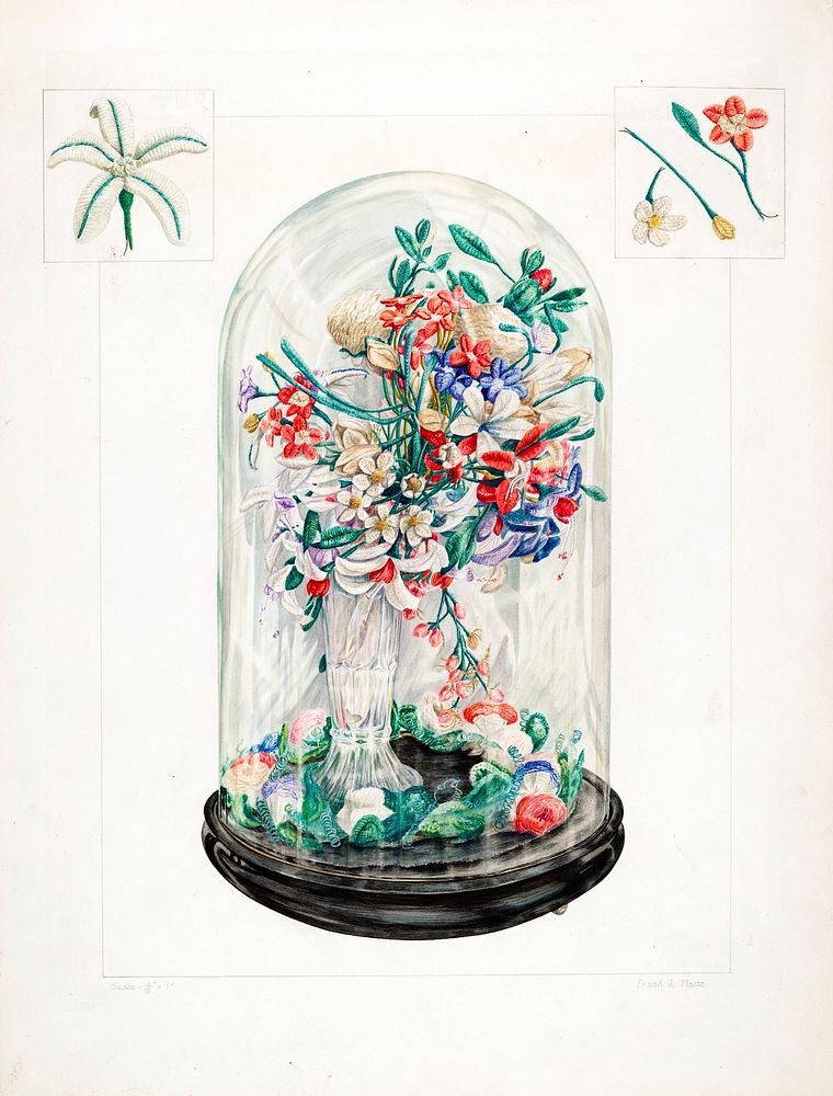 Wool Flowers Under Glass (1935–1942) by Frank J. Mace. Original from The National Gallery of Art. Digitally enhanced by…