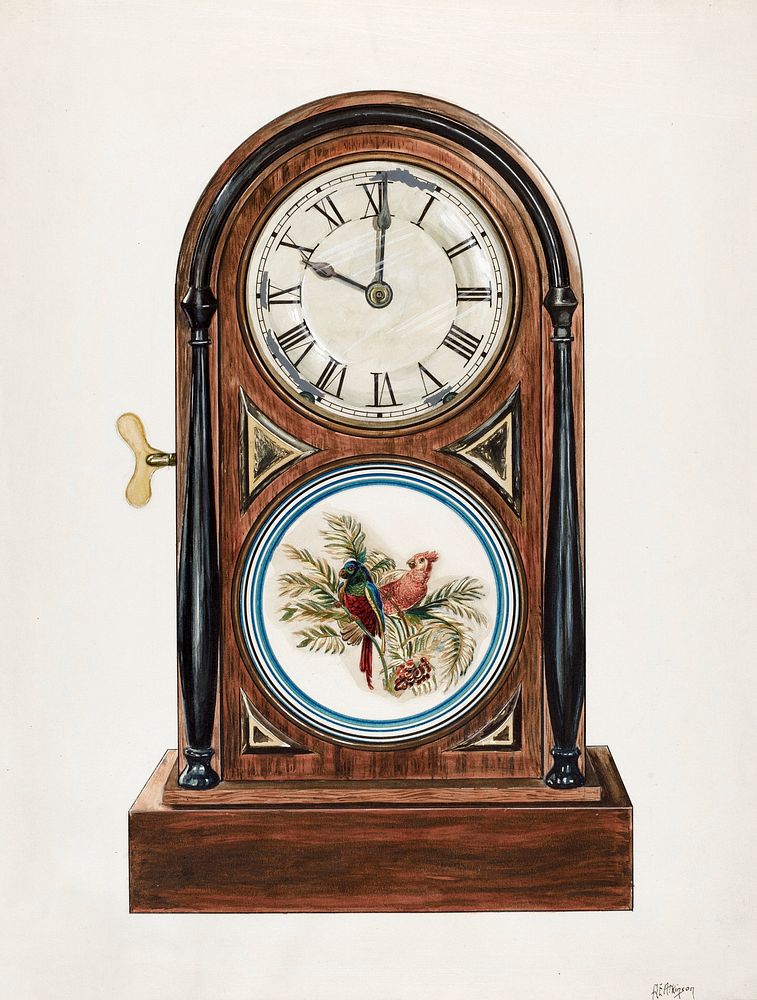 Mantel Clock (c. 1936) by Ralph Atkinson. Original from The National Gallery of Art. Digitally enhanced by rawpixel.