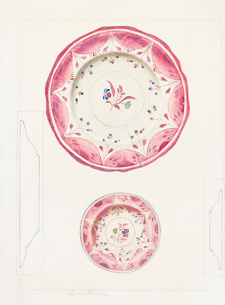 Pie Plate and Cup Plate (ca. 1938) by Cora Parker. Original from The National Gallery of Art. Digitally enhanced by rawpixel.