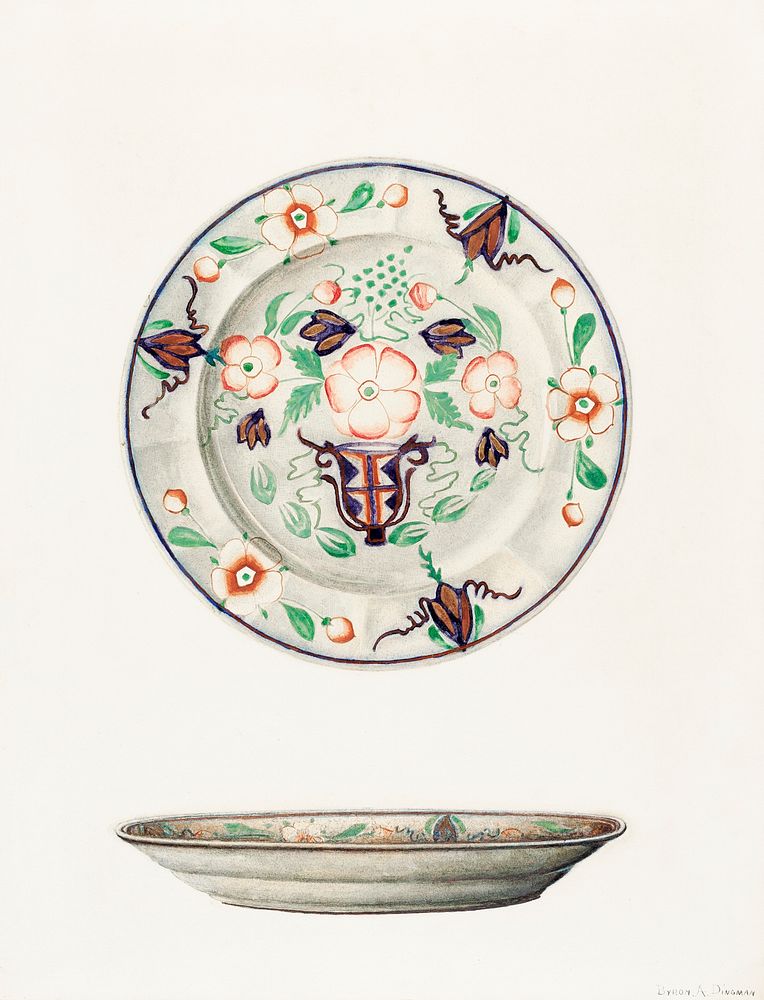 Plate (ca.1938) by Byron Dingman. Original from The National Gallery of Art. Digitally enhanced by rawpixel.