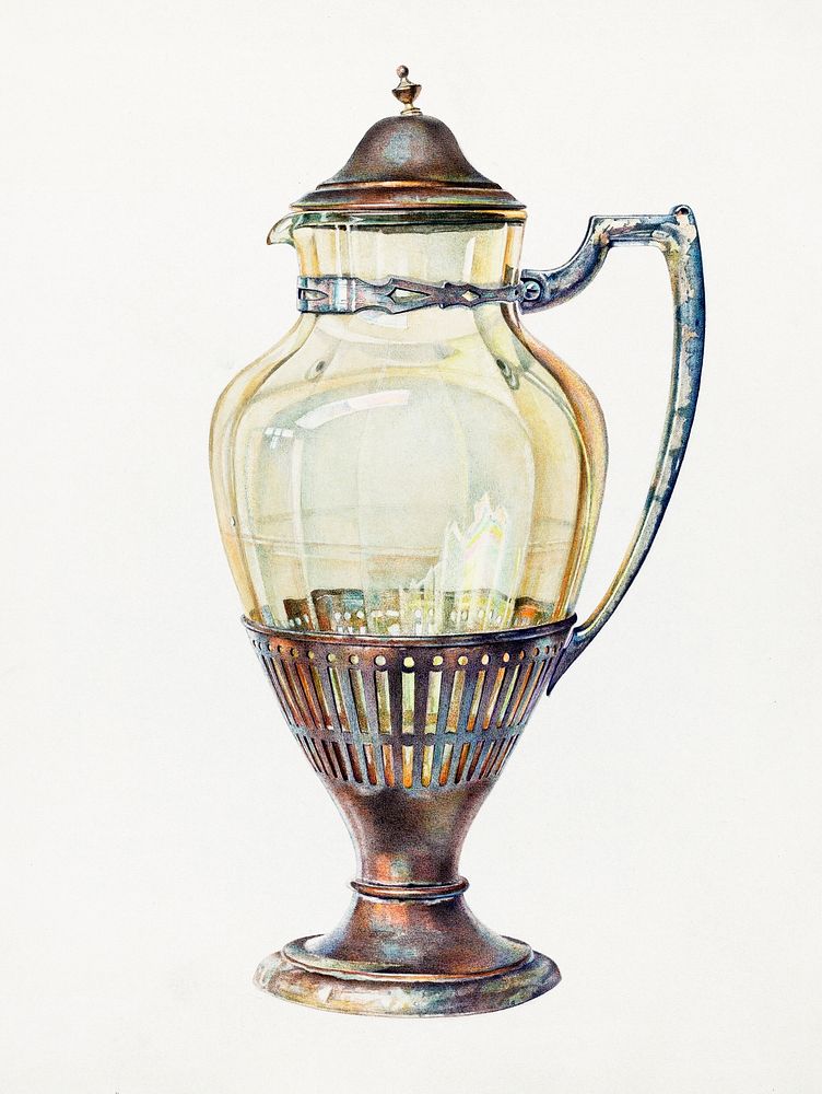 Silver and Glass Flagon (ca.1936) by Carmel Wilson. Original from The National Gallery of Art. Digitally enhanced by…