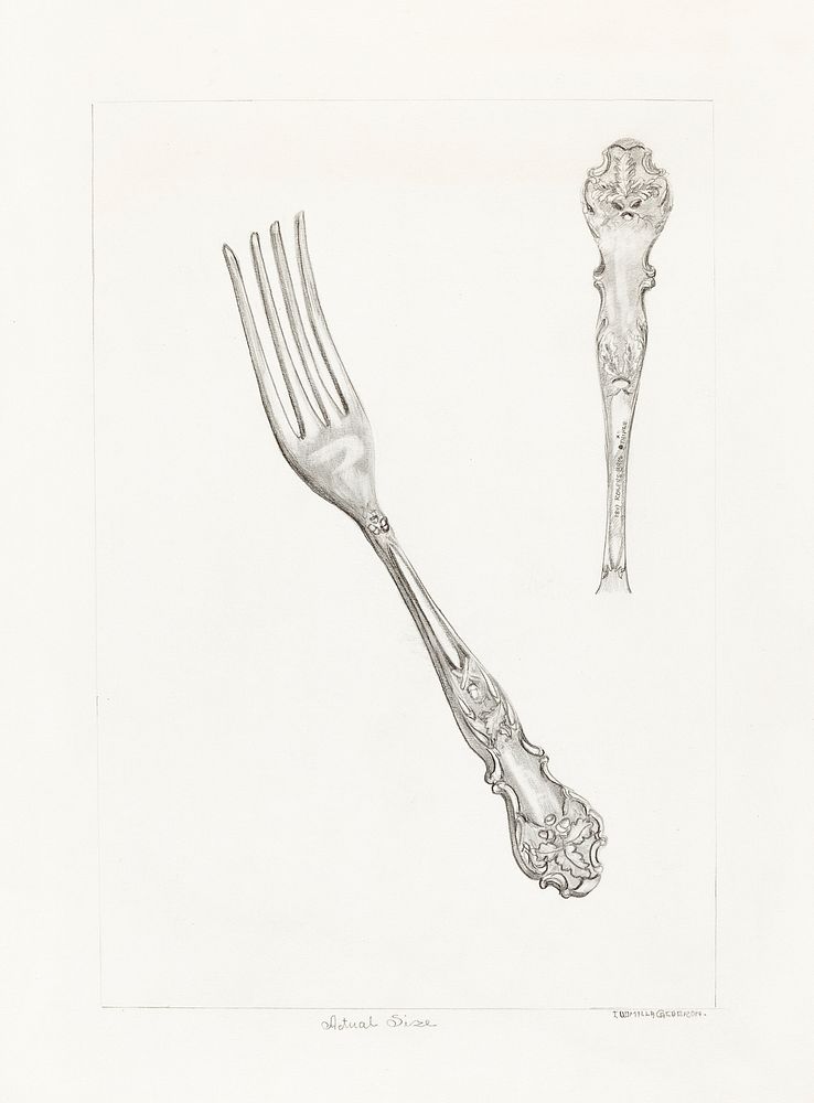 Silver Fork (Rogers Silverware) (ca.1936) by Ludmilla Calderon. Original from The National Gallery of Art. Digitally…