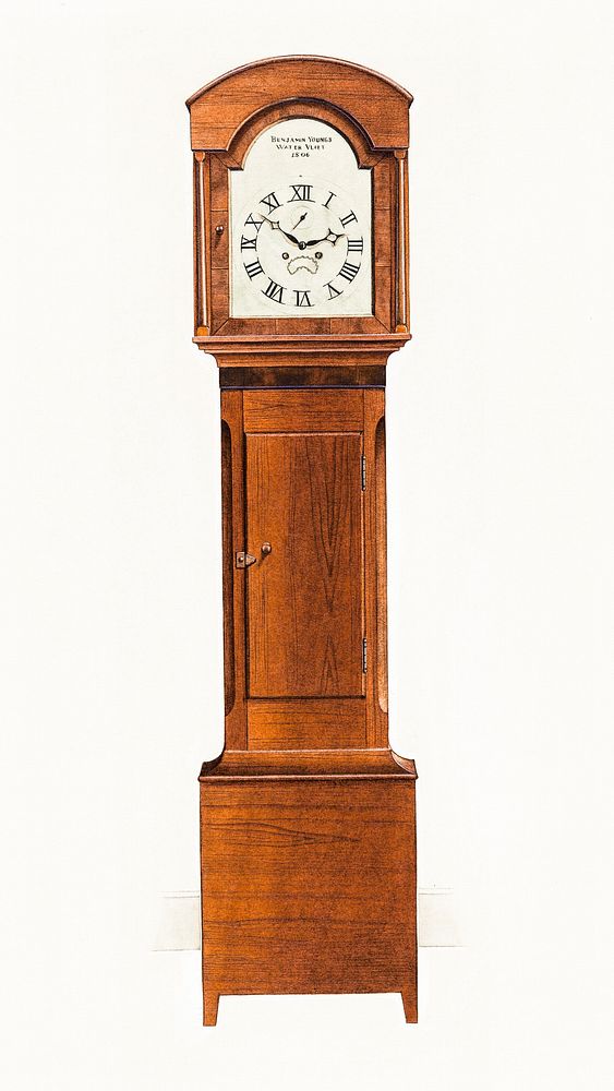 Shaker Tall Clock (c. 1937) by Irving I. Smith. Original from The National Gallery of Art. Digitally enhanced by rawpixel.
