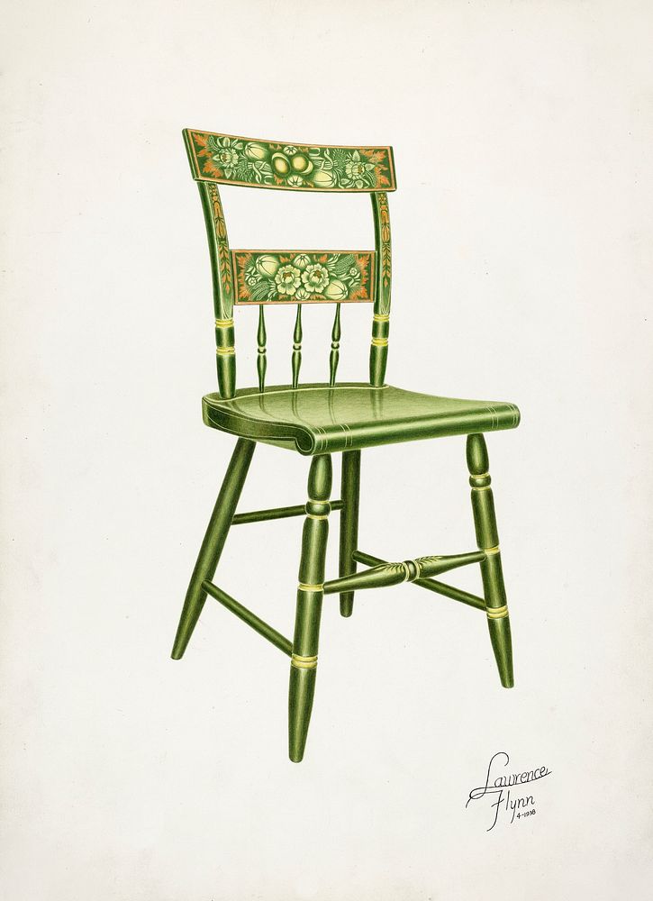 Stencilled Chair - One of Set of Six ( 1938) by Lawrence Flynn. Original from The National Gallery of Art. Digitally…