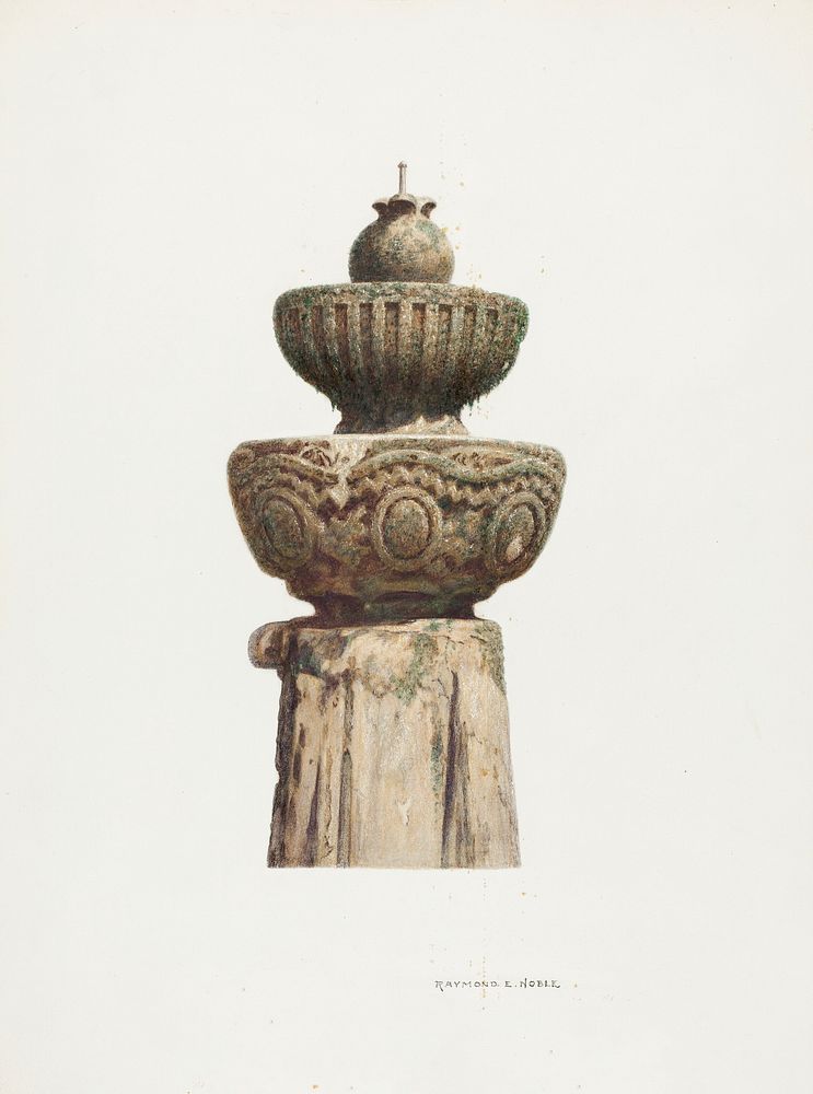Stone Fountain (1939) by Raymond E. Noble. Original from The National Gallery of Art. Digitally enhanced by rawpixel.