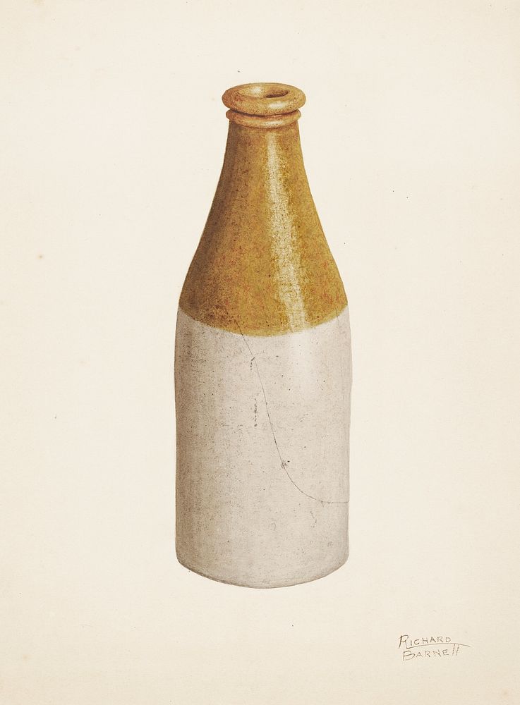 Stoneware Ink Bottle or Catsup Bottle (1938) by Richard Barnett. Original from The National Galley of Art. Digitally…