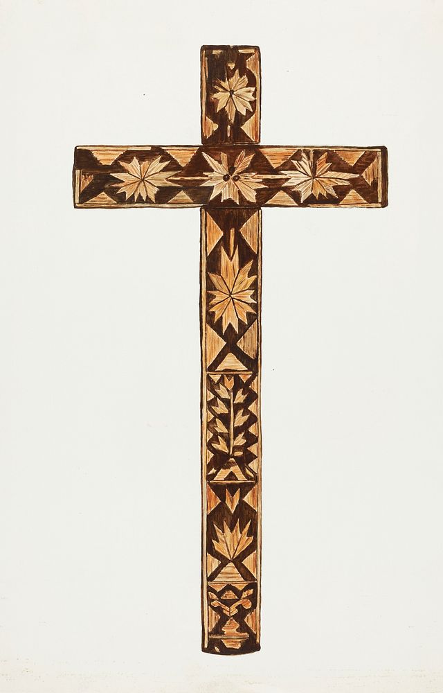 Straw Inlay Cross (ca.1937) by Margery Parish. Original from The National Gallery of Art. Digitally enhanced by rawpixel.