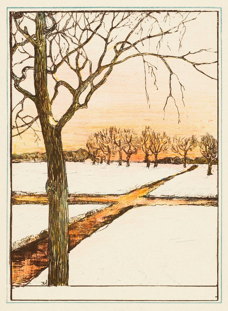 Sneeuwlandschap (1895) print in high resolution by Theo van Hoytema. Original from The Rijksmuseum. Digitally enhanced by…