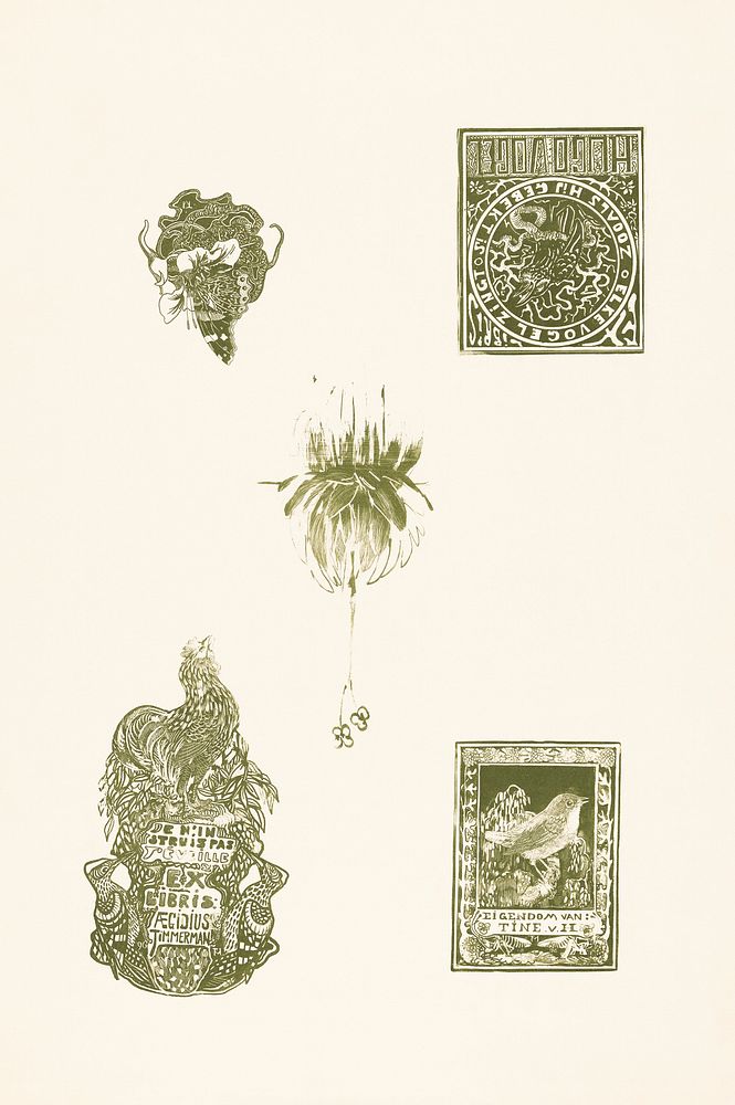 Vijf voorstellingen met florale motieven (1896) print in high resolution by Theo van Hoytema. Original from The Rijksmuseum.…