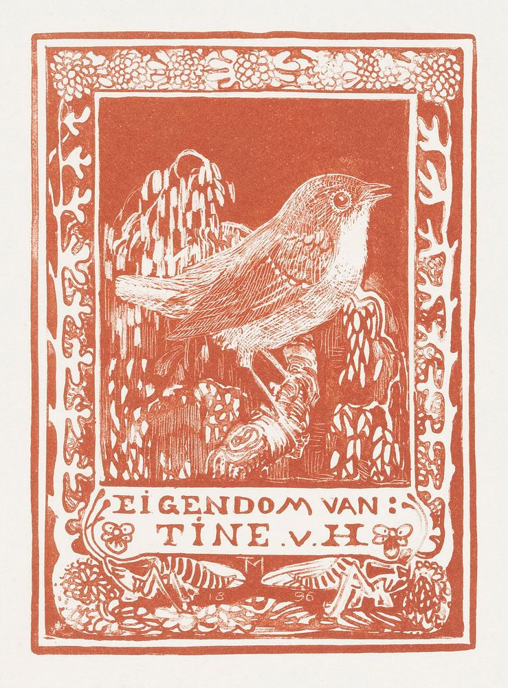Ex libris van Tine van Hoytema (1896) print in high resolution by Theo van Hoytema. Original from The Rijksmuseum. Digitally…