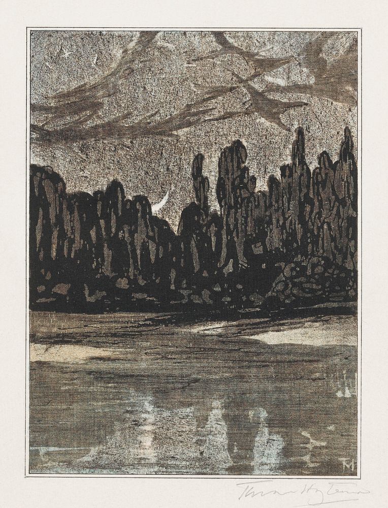 Nachtelijk landschap met trekvogels (1878&ndash;1907) print in high resolution by Theo van Hoytema. Original from The…