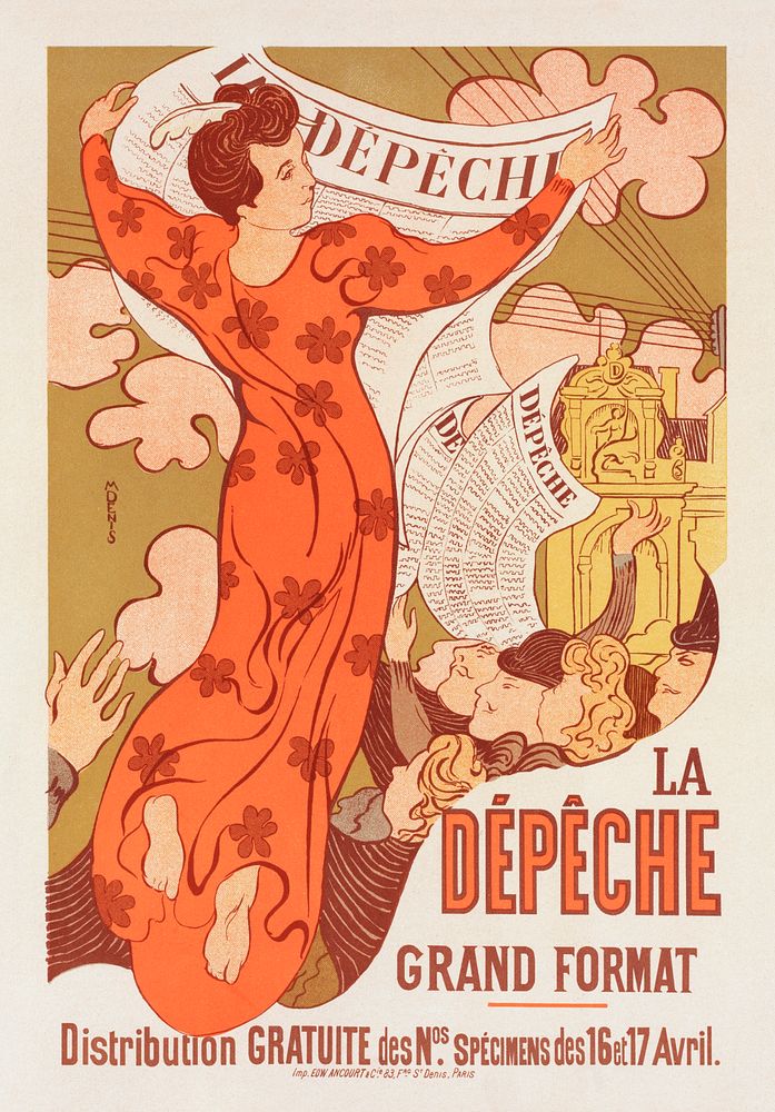 Poster for "La D&eacute;p&ecirc;che de Toulouse" (Affiche pour "la D&eacute;p&ecirc;che de Toulouse") (1898) print in high…