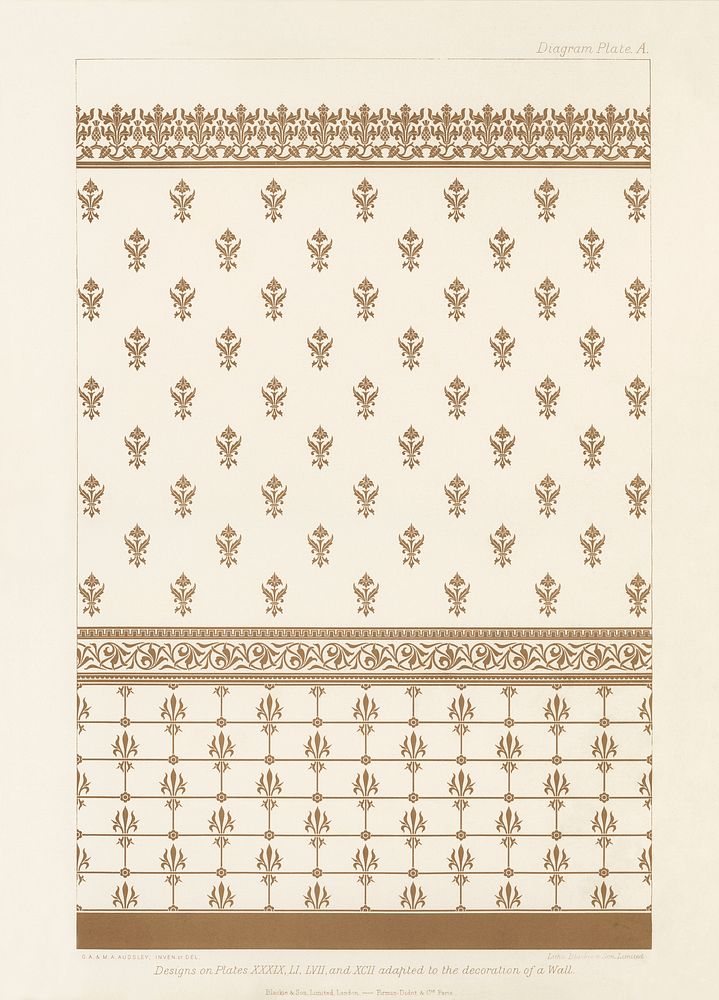 Antique wall decoration pattern. Digitally enhanced from our own original first edition of The Practical Decorator and…