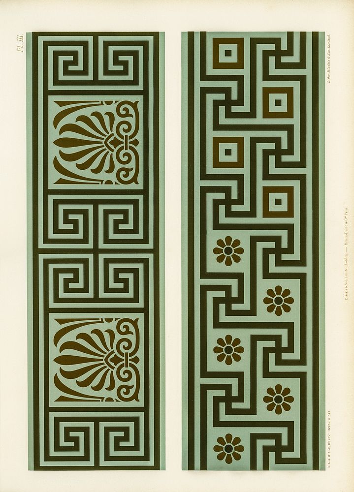 Antique Greek pattern. Digitally enhanced from our own original first edition of The Practical Decorator and Ornamentist…