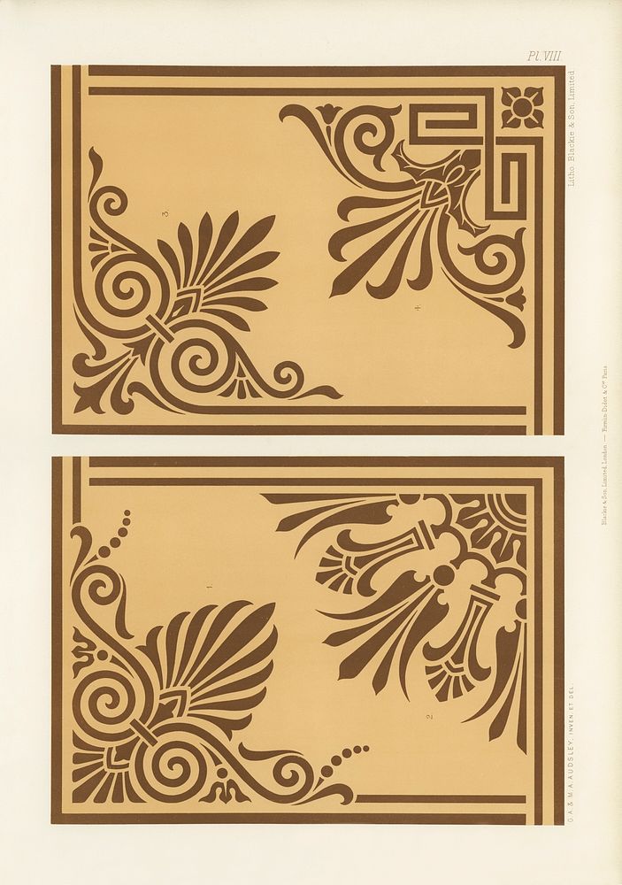 Antique Greek pattern. Digitally enhanced from our own original first edition of The Practical Decorator and Ornamentist…
