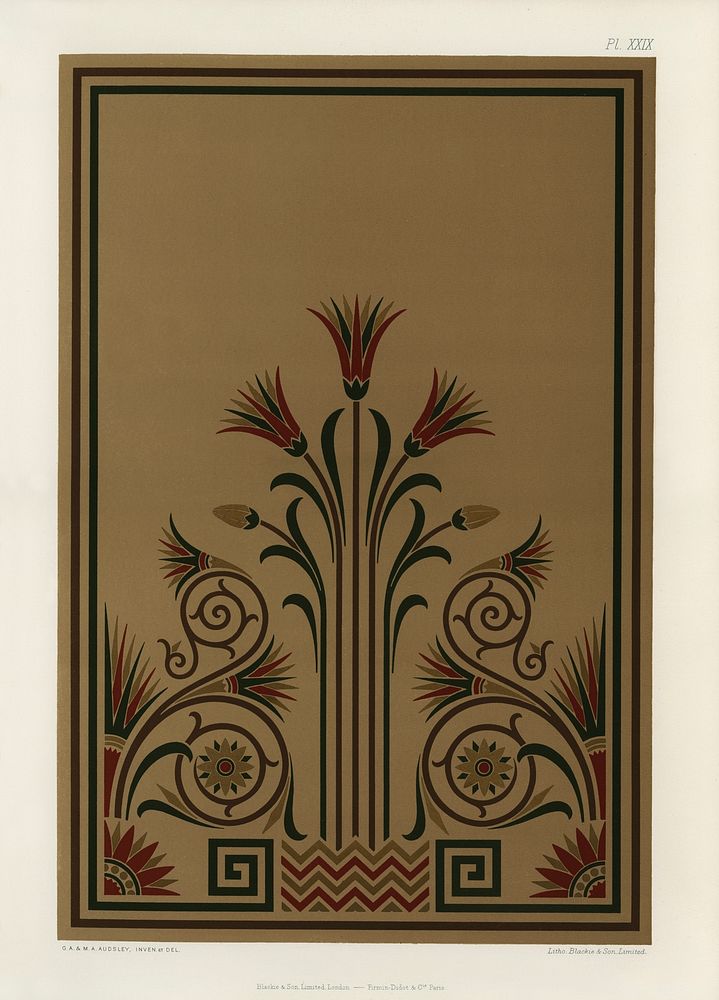 Neo-Grec pattern. Digitally enhanced from our own original first edition of The Practical Decorator and Ornamentist (1892)…