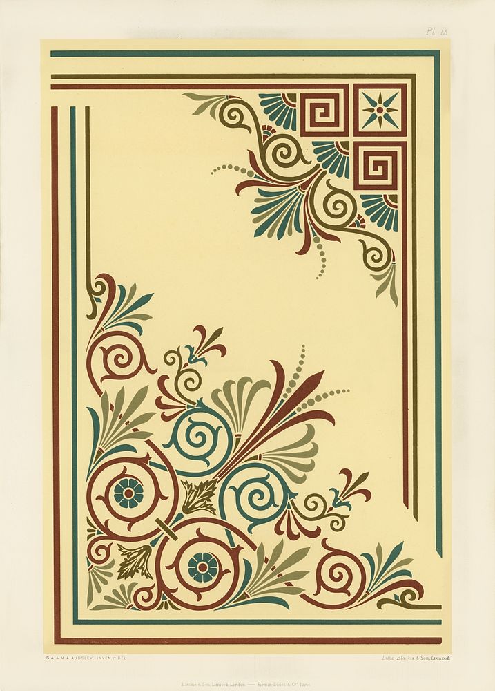 Greek ornamental pattern. Digitally enhanced from our own original first edition of The Practical Decorator and Ornamentist…