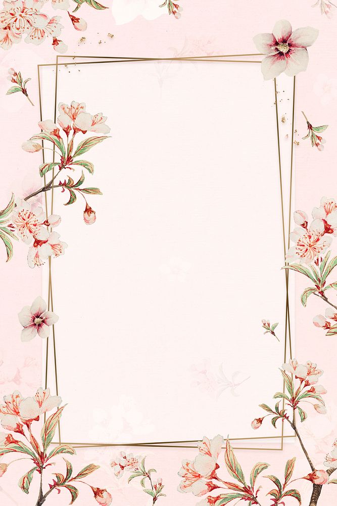 Japanese sakura blossom frame psd, remix from artworks by Megata Morikaga