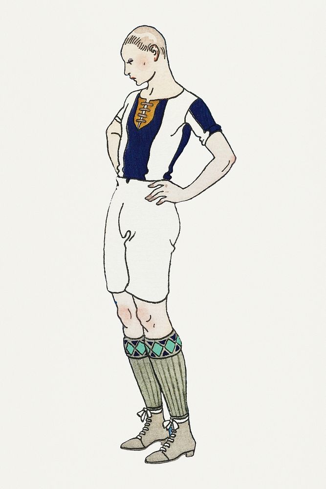 Vintage rugby costume psd vintage Parisian fashion, remix from artworks by George Barbier