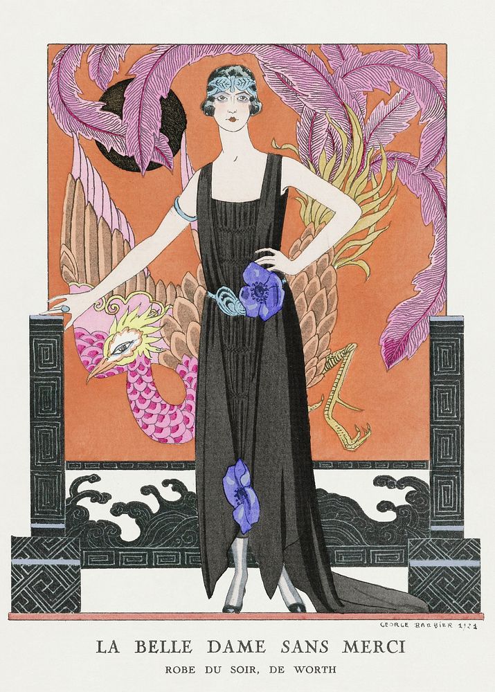 La belle dame sans merci: Robe du soir, de Worth (1921) fashion illustration in high resolution by George Barbier. Original…