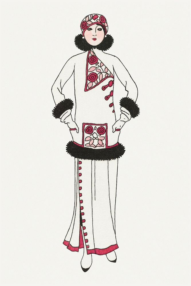 Traditional winter fashion psd, remix from artworks by George Barbier