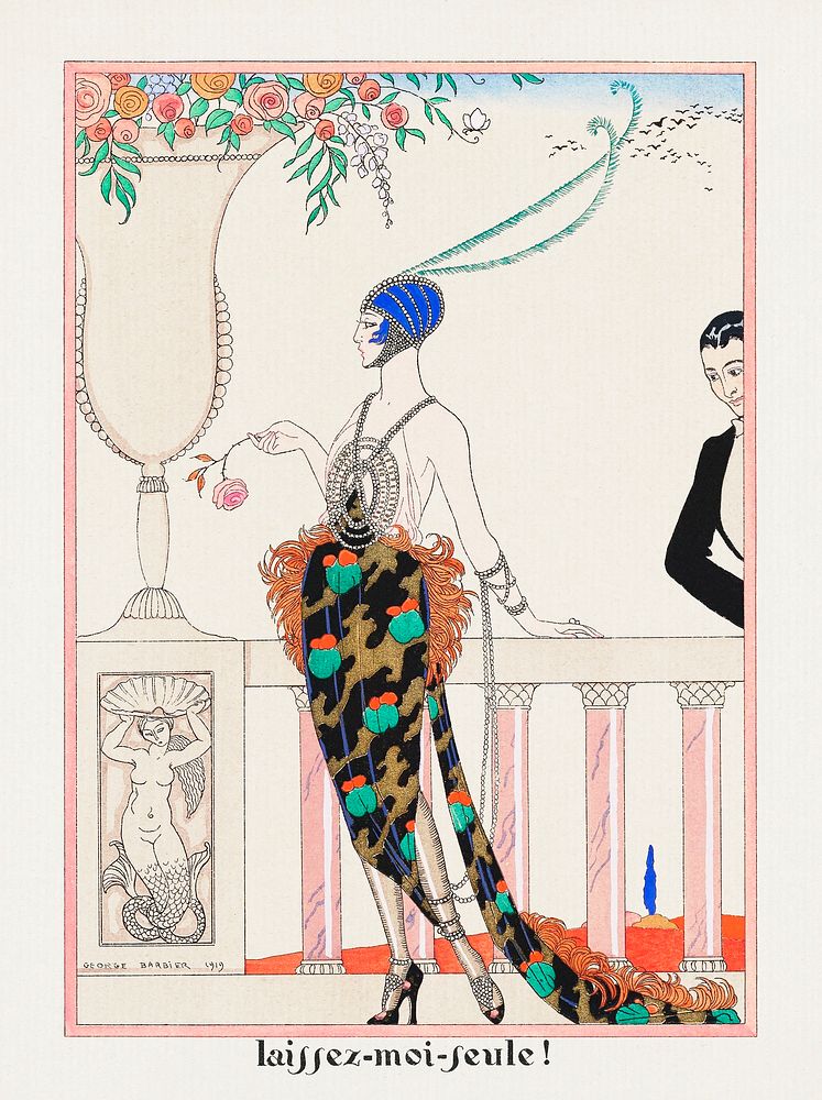 Laissez-moi-feule! from Les Feuillets d'Art (1919) fashion illustration in high resolution by George Barbier. Original from…