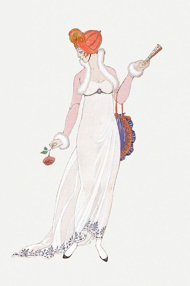 1920s women's fashion psd, remix from artworks by George Barbier