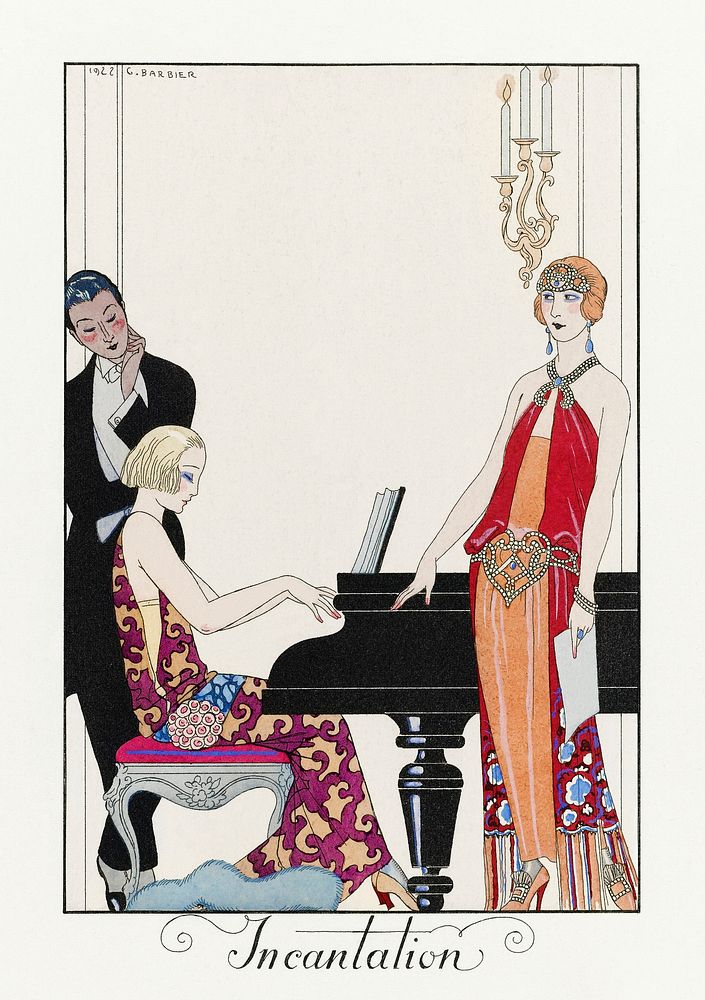 Incantation: France XXe si&egrave;cle (1923) fashion illustration in high resolution by George Barbier. Original from The…