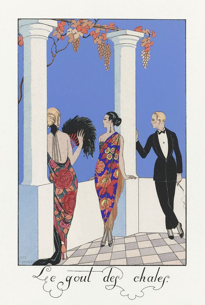 Le gout des chales: France XXe si&egrave;cle (1923) fashion illustration in high resolution by George Barbier. Original from…