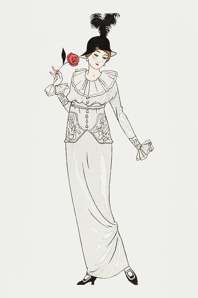 1920s women's fashion psd, remix from artworks by George Barbier