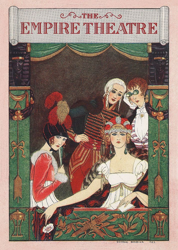 The Empire Theatre (1928) fashion illustration in high resolution by George Barbier. Original from The Beinecke Rare Book &…