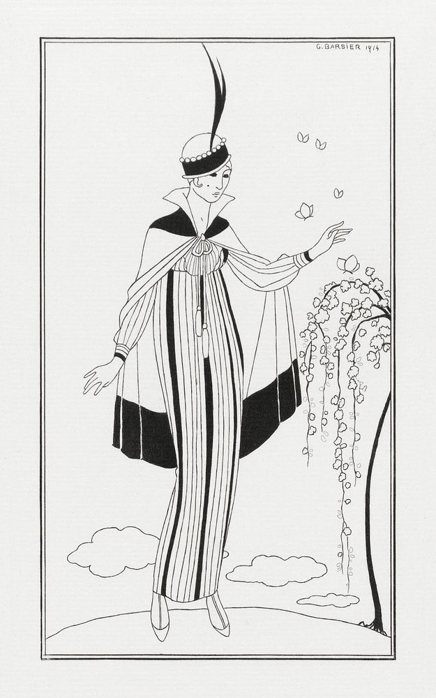 Costumes Parisiens (1914) fashion illustration in high resolution by George Barbier. Original from The Rijksmuseum.…