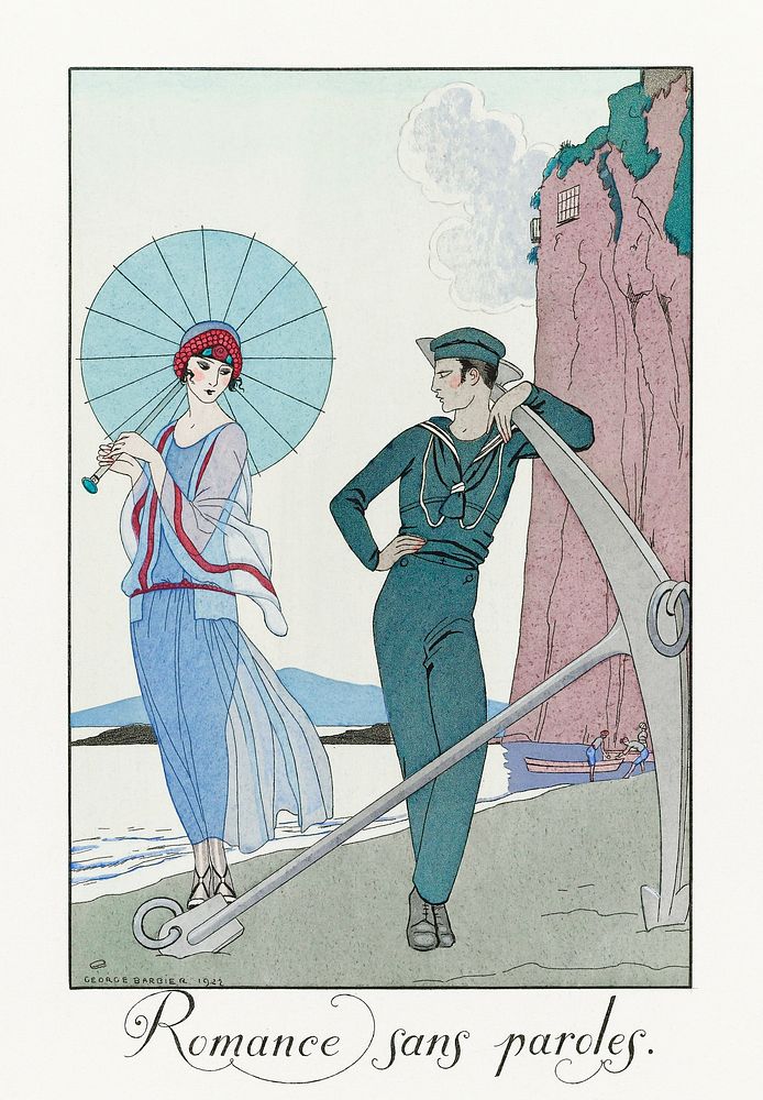 Romance sans paroles (1923) fashion illustration in high resolution by George Barbier. Original from The Rijksmuseum.…