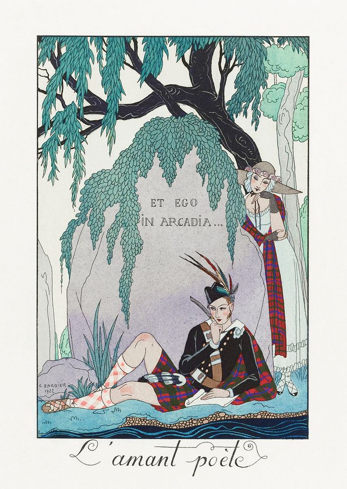 L'amant po&egrave;te (1923) fashion illustration in high resolution by George Barbier. Original from The Rijksmuseum.…