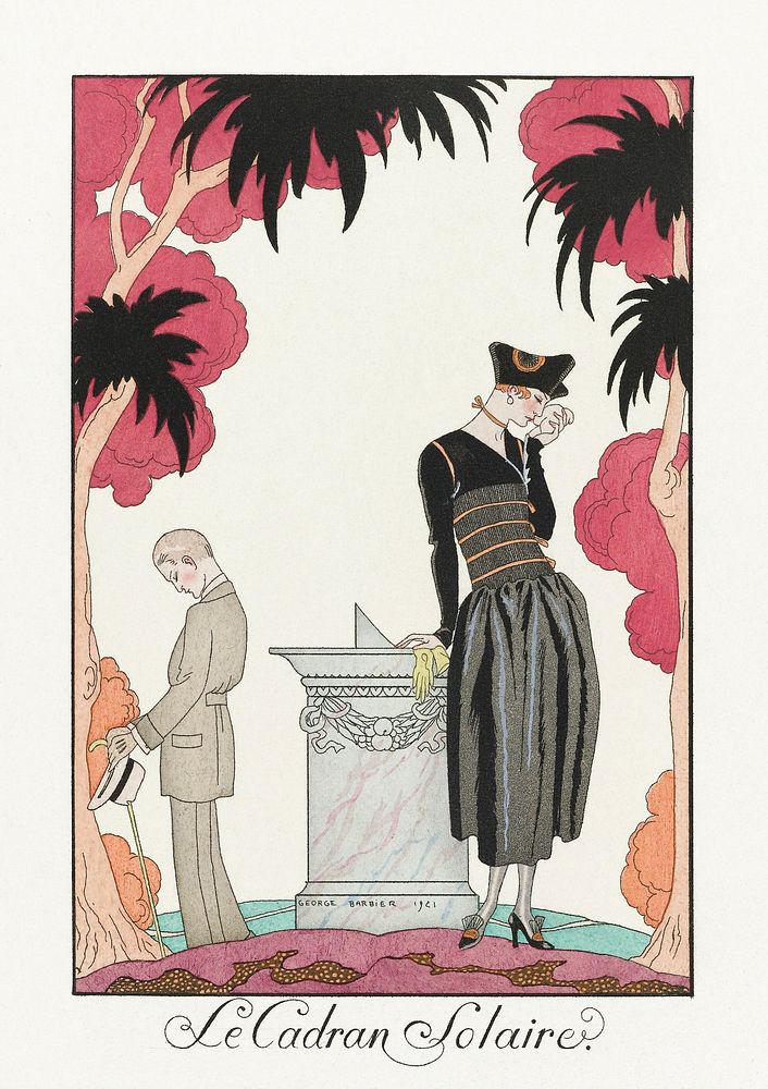 Le Cadran Solaire (1922) fashion illustration in high resolution by George Barbier. Original from The Rijksmuseum. Digitally…
