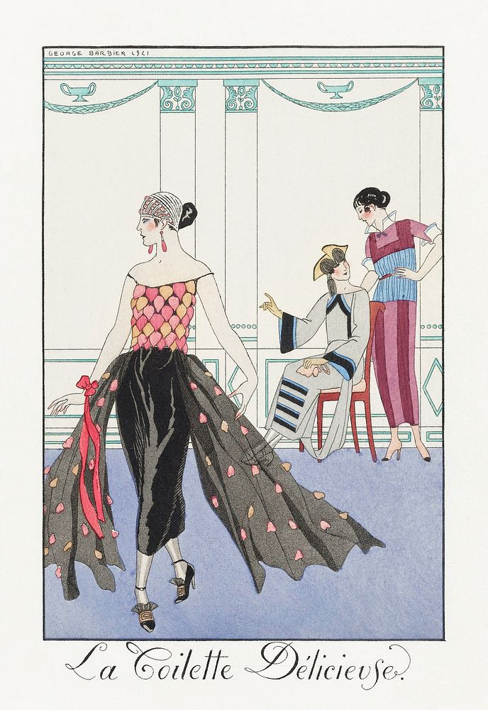 La Toilette D&eacute;licieuse (1922) fashion illustration in high resolution by George Barbier. Original from The…