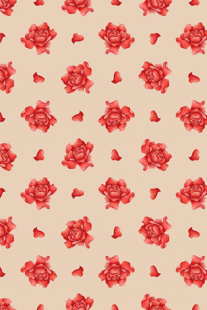Chinese rose floral pattern background, remix from artworks by Zhang Ruoai