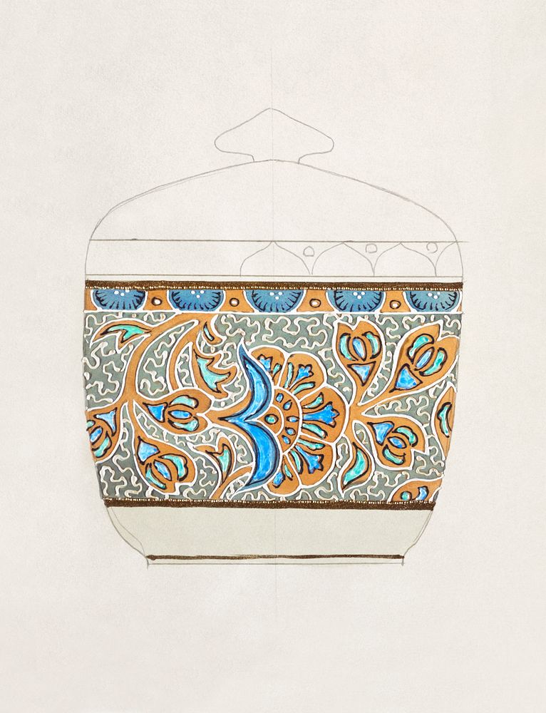 Design for a Sugar Bowl (1880-1910) painting in high resolution by Noritake Factory. Original from The Smithsonian…