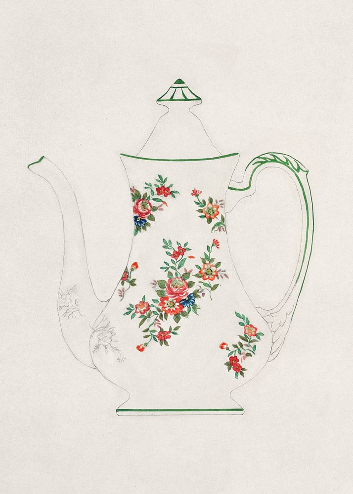 Design for a Teapot (1880-1910) painting in high resolution by Noritake Factory. Original from The Smithsonian Institution.…