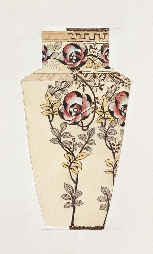 Design for a Vase (1880-1910) painting in high resolution by Noritake Factory. Original from The Smithsonian Institution.…